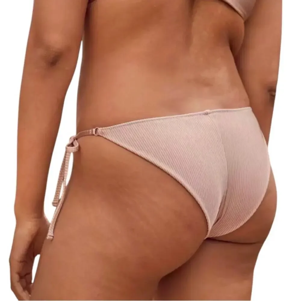 Aerie NWT Shiny Ribbed Textured Cheekier String Bikini Bottom Extra Extra Large